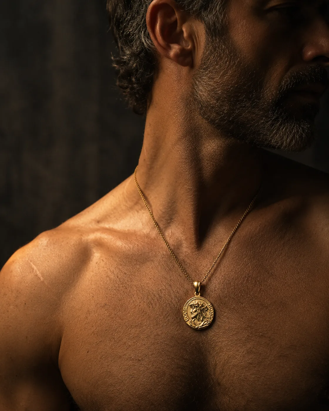 Jesus Coin Pendant — chest worn editorial